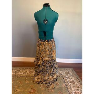 Tyler Boe Blue & Yellow Ruffle Wildflower Floral Midi Skirt, NWT, size 6